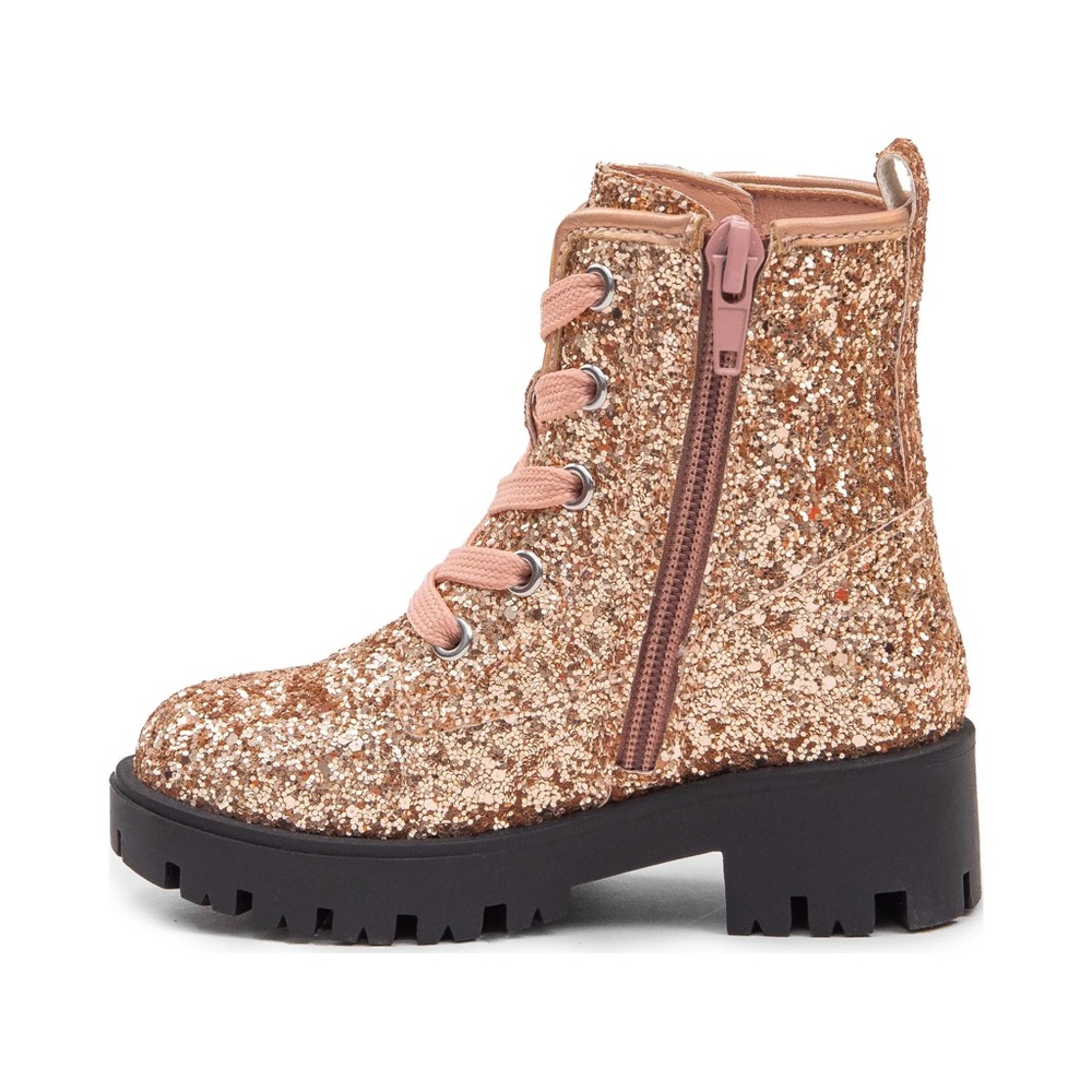 Nicole Miller Gold Glitter Combat Boots
